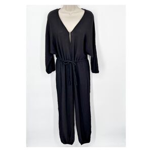 Enza Costa Women's Cotton Long Sleeves Gauze Jumpsuit NEW Size 1/S Black